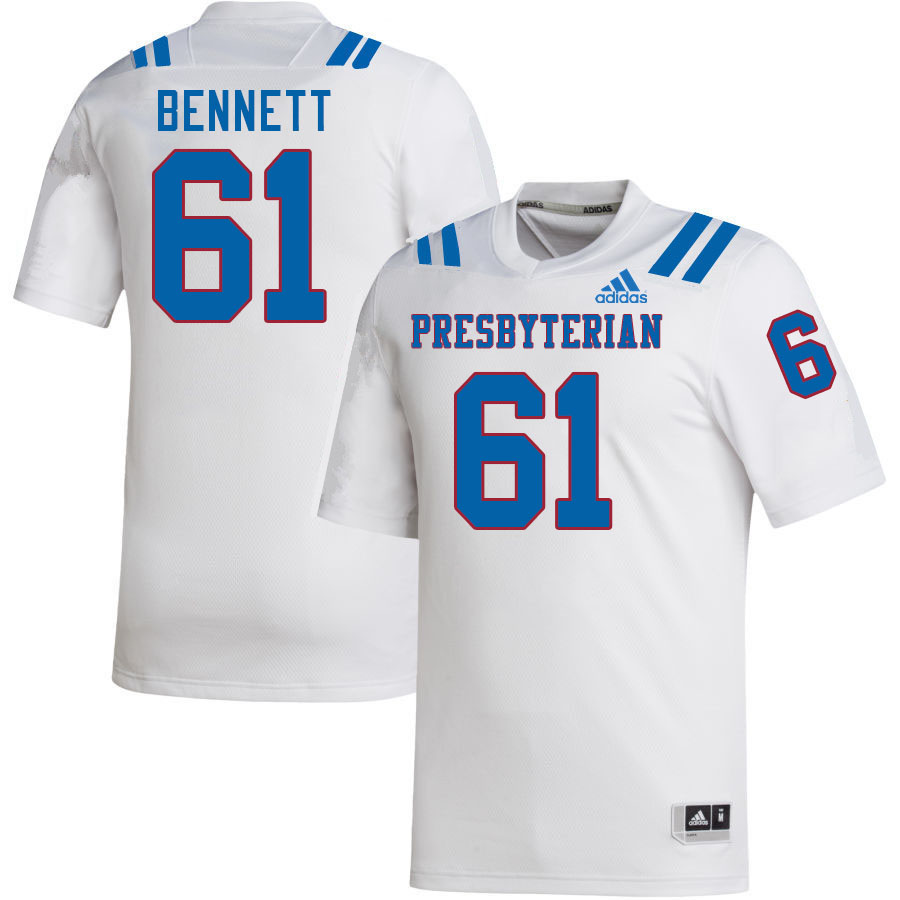 Men-Youth #61 Patch Bennett Presbyterian Blue Hose 2023 College Football Jerseys Stitched-White
